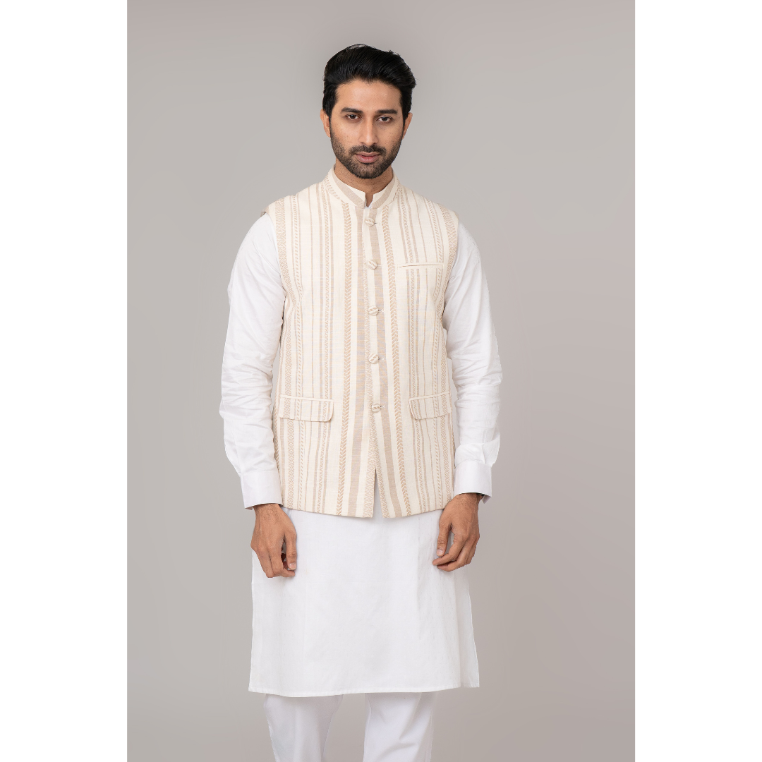 Men's Waist Coat Y/D Off white & Cream