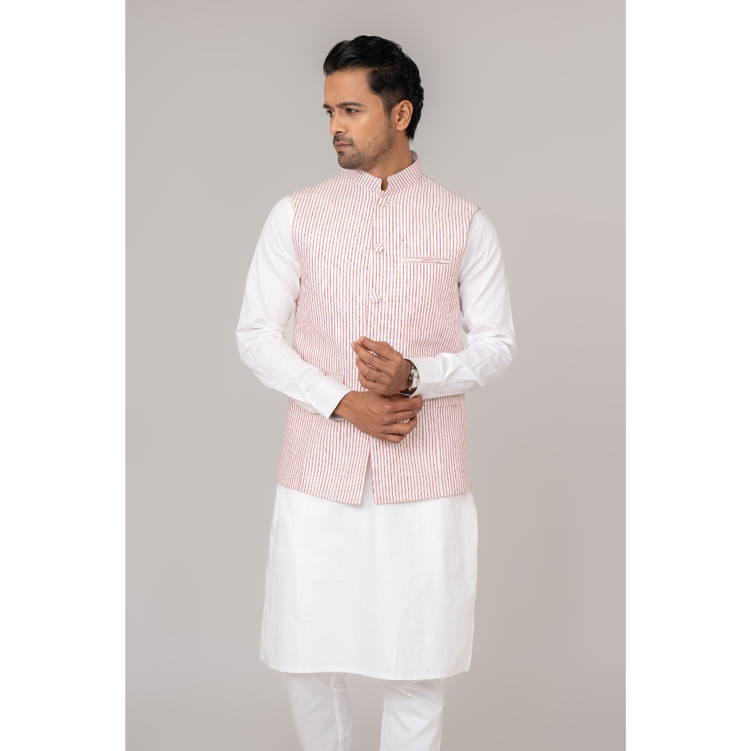 Men's Waist Coat Y/D White & Red