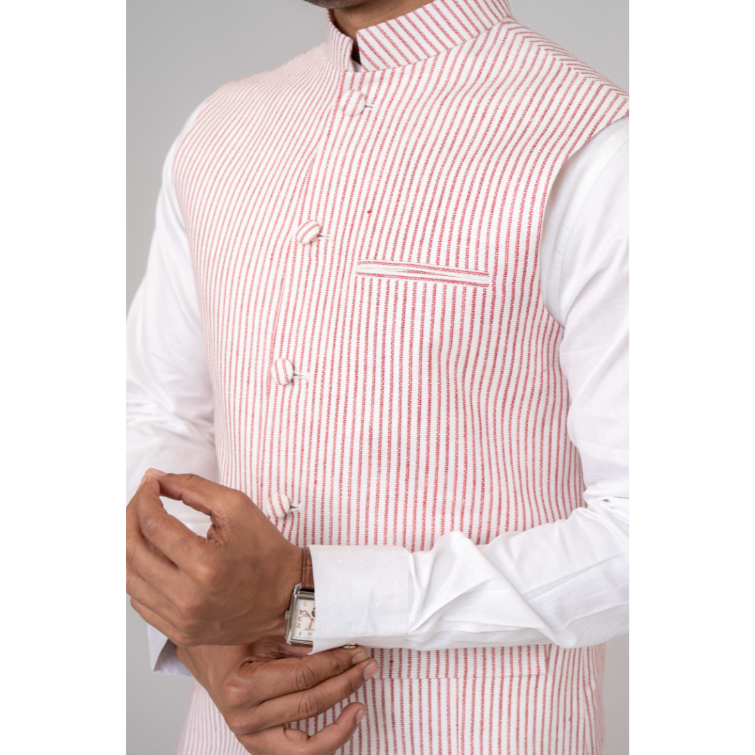 Men's Waist Coat Y/D White & Red