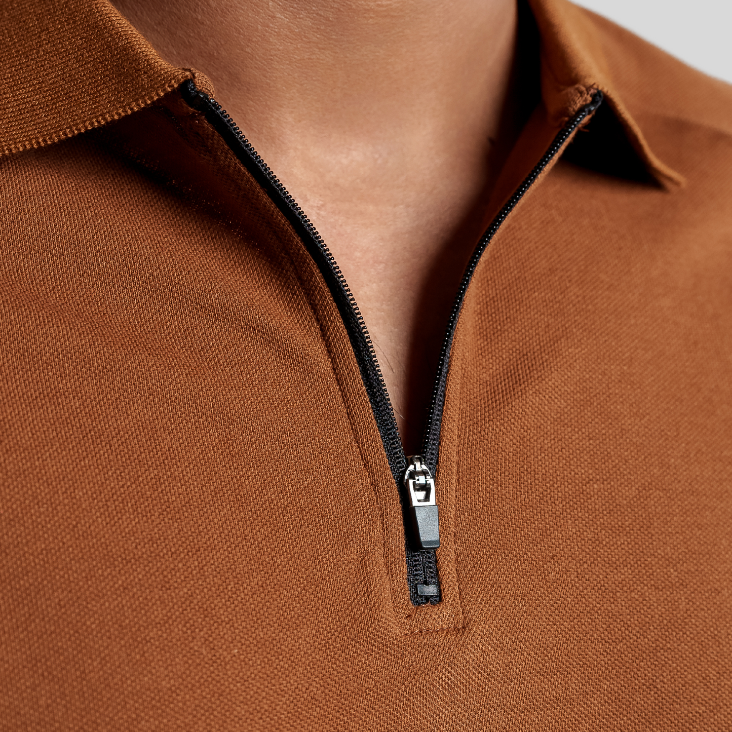 Men's Zipper Polo Coffee