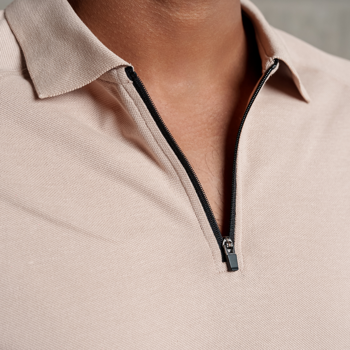 Men's Zipper Polo Mushroom