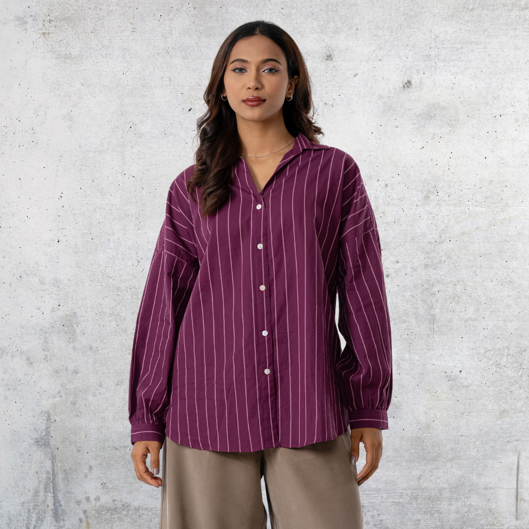 Women's Oversize Shirt Dark Purple & Pink
