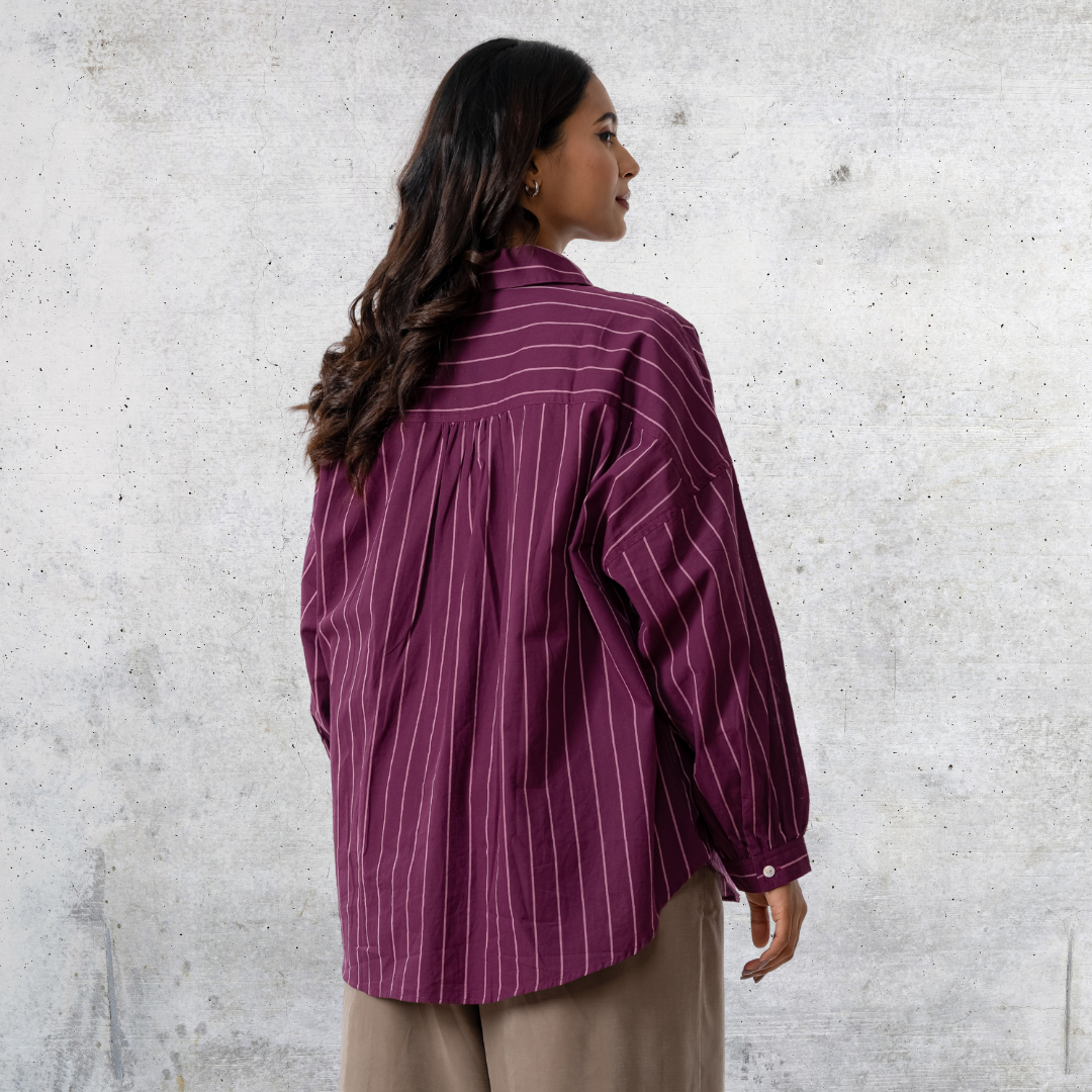 Women's Oversize Shirt Dark Purple & Pink