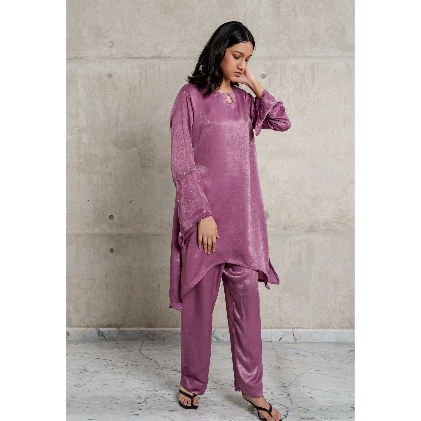 Velvet Silk Co-Ord Set (Onion)