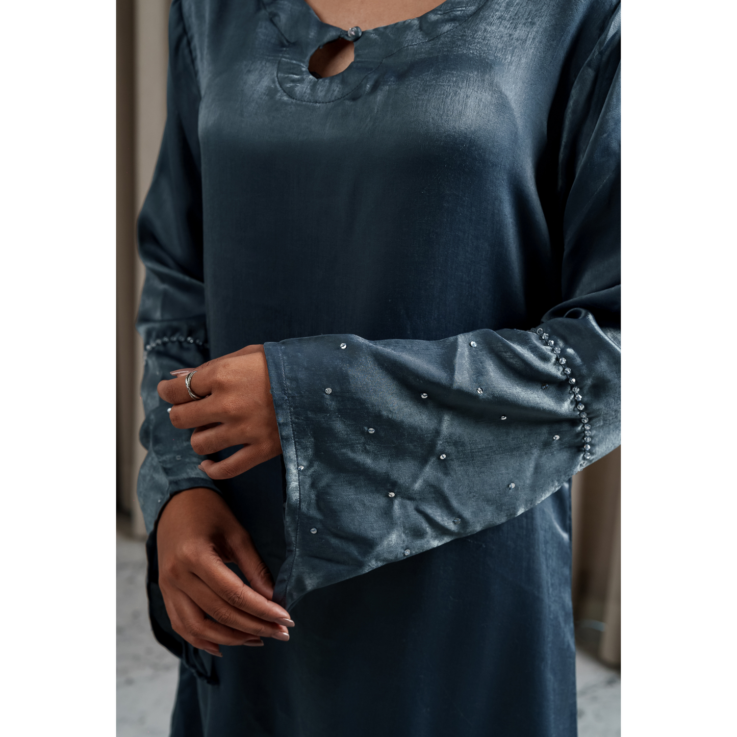 Velvet Silk Co-Ord Set (Slate)