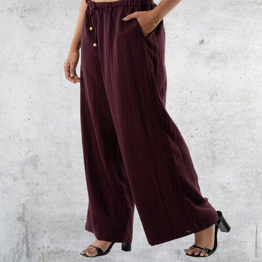 Women's Wide Leg Pant Dark Maroon