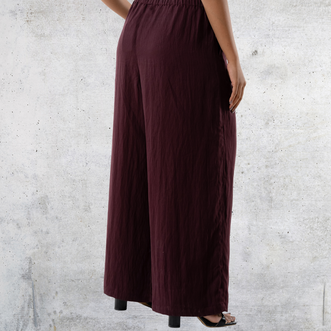 Women's Wide Leg Pant Dark Maroon