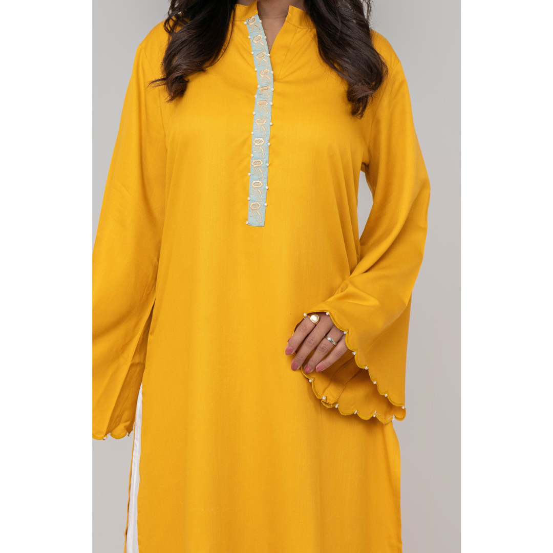 Women's EMB Kurti Yellow