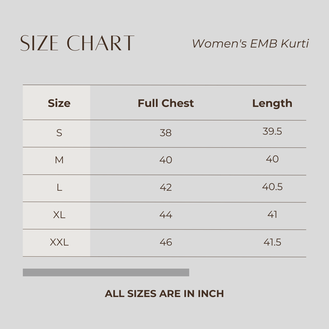 Women's EMB Kurti Coffee