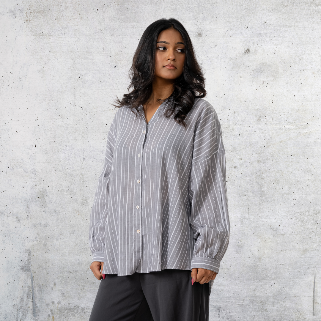 Women's Oversize Shirt Grey & White