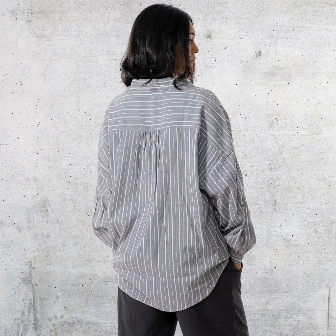 Women's Oversize Shirt Grey & White
