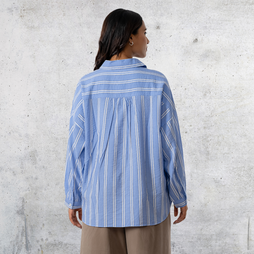Women's Oversize Shirt Sky, White & Black