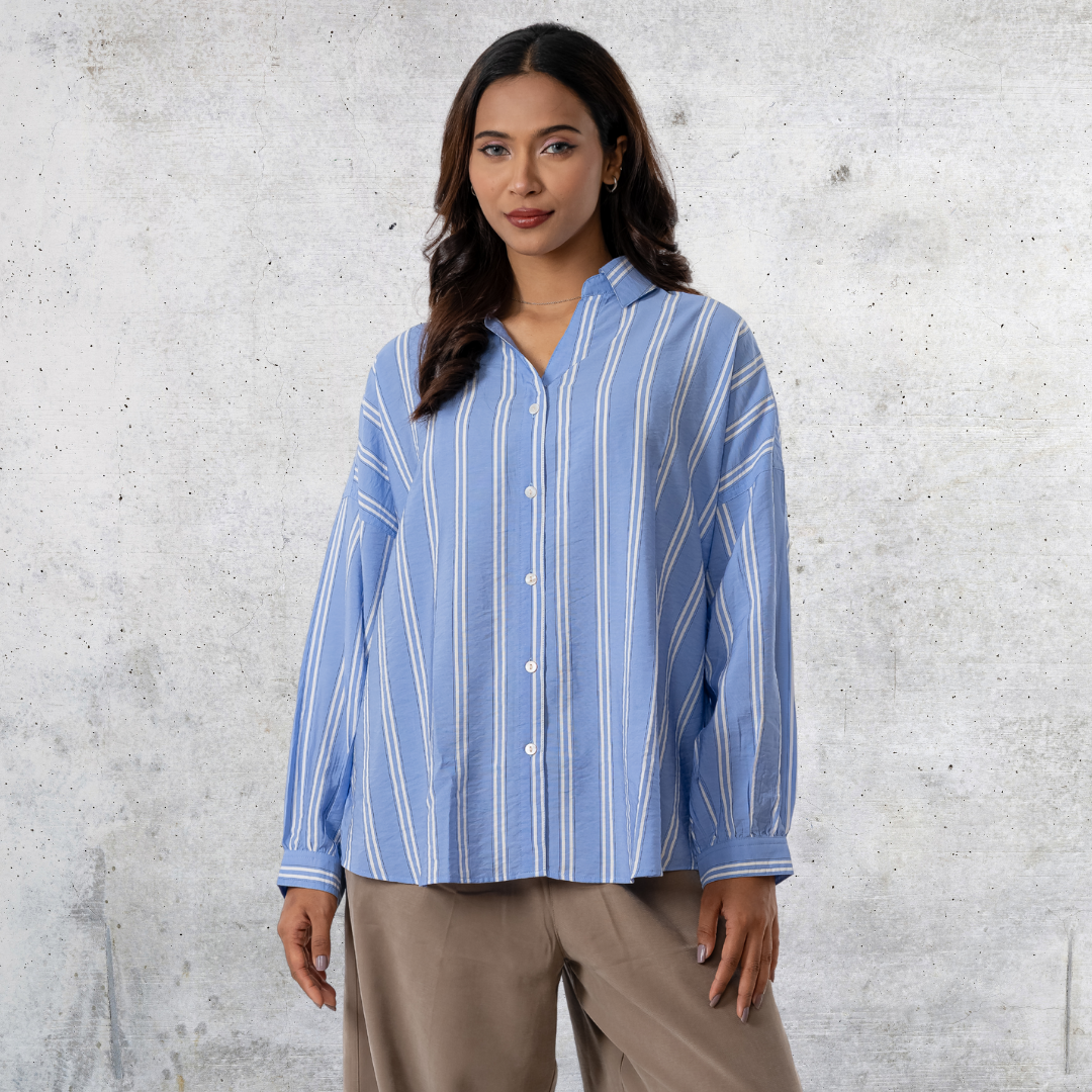 Women's Oversize Shirt Sky, White & Black