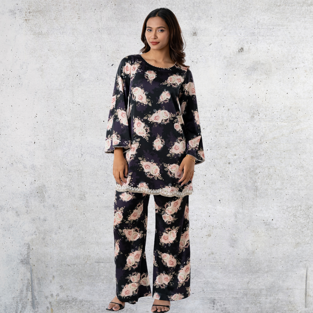 Women's Pearl AOP Co-Ord Black