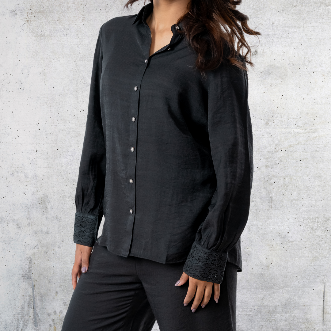 Women's Silk Crepe Co-Ord Black