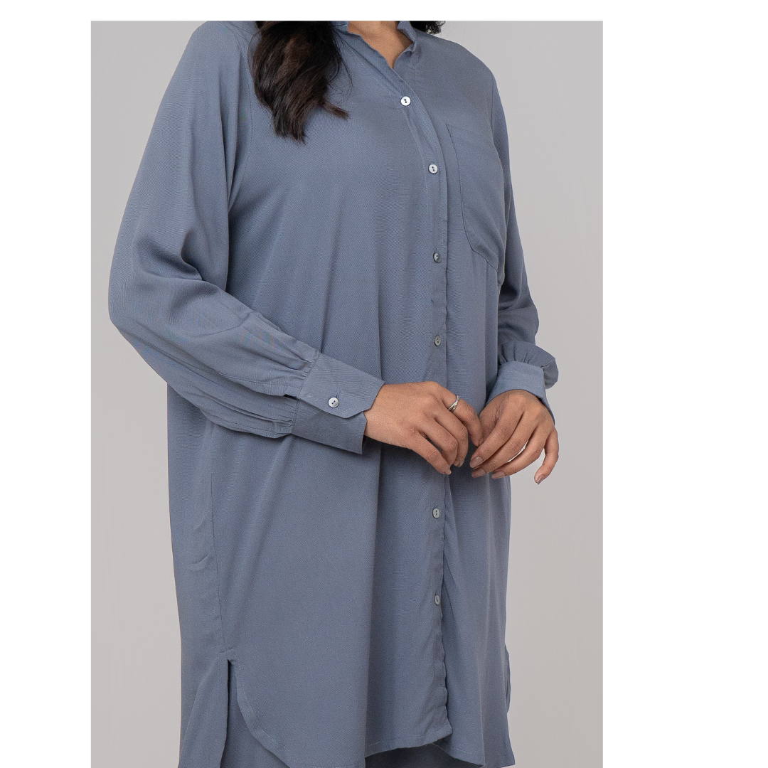 Women's Solid Long Shirt Ash