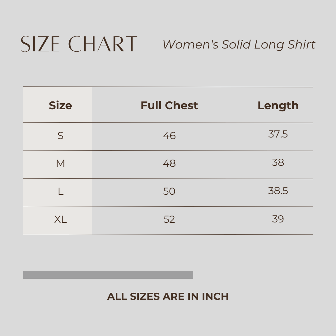 Women's Solid Long Shirt Ash