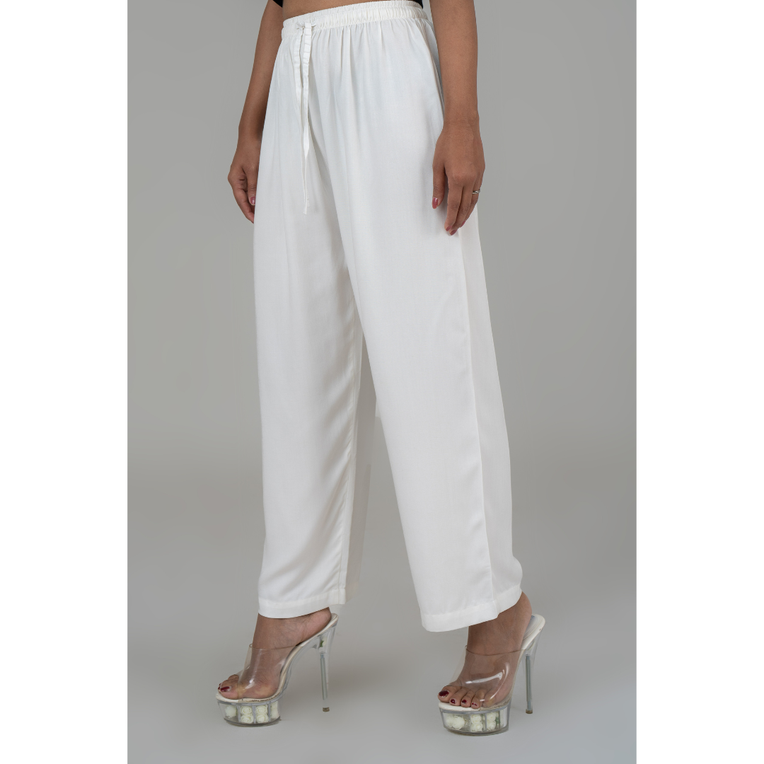 Women's Solid Pant White