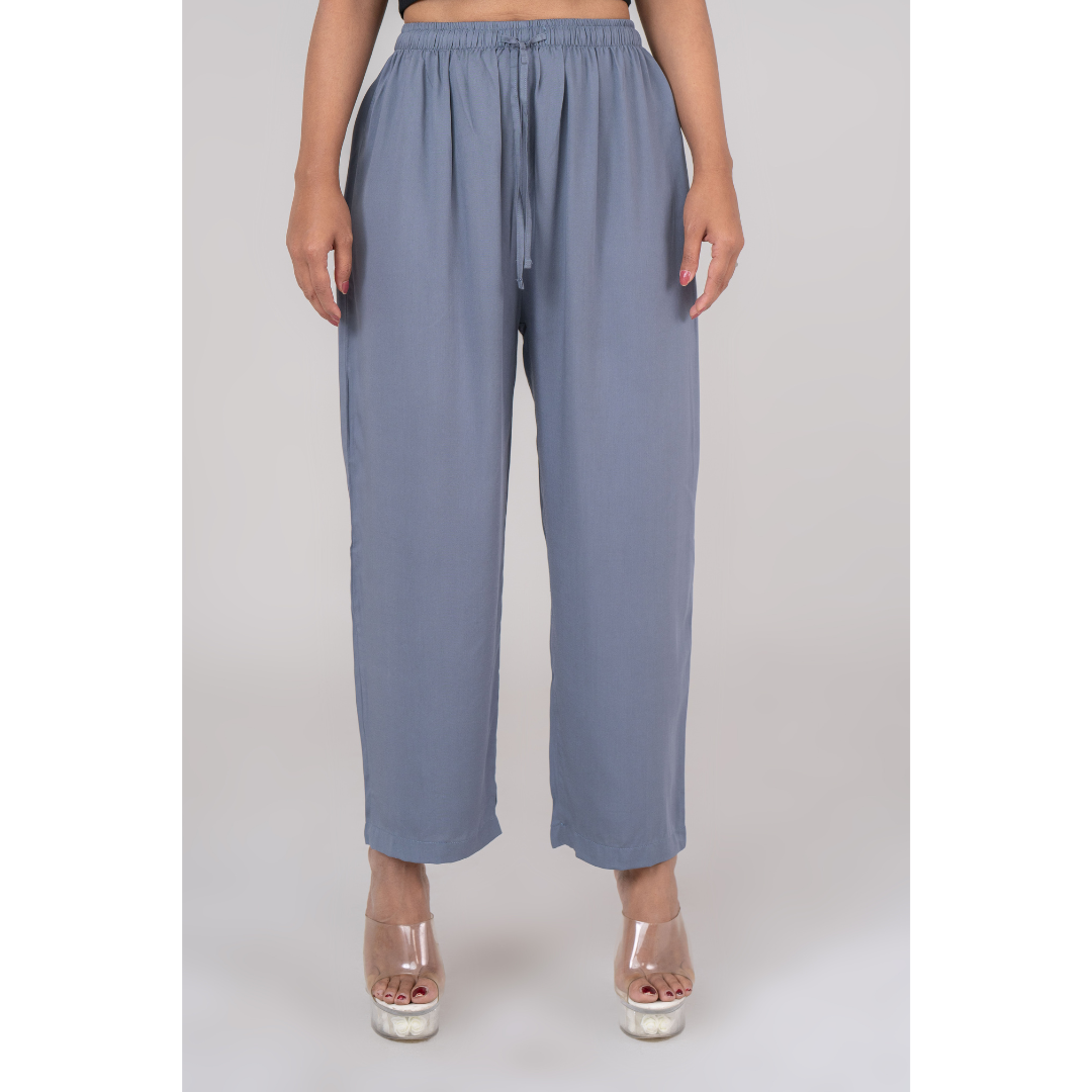 Women's Solid Pant Ash