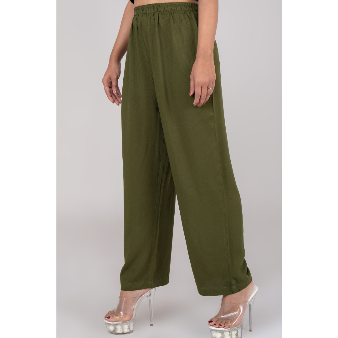 Women's Solid Pant Dark Olive