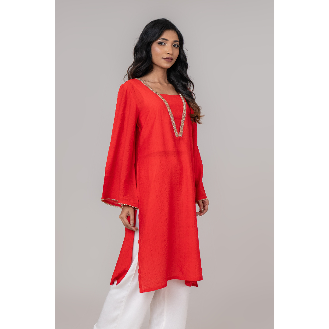 Women's V Kurti Red