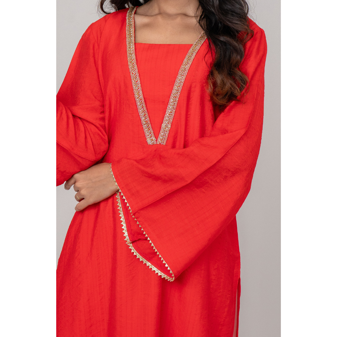Women's V Kurti Red