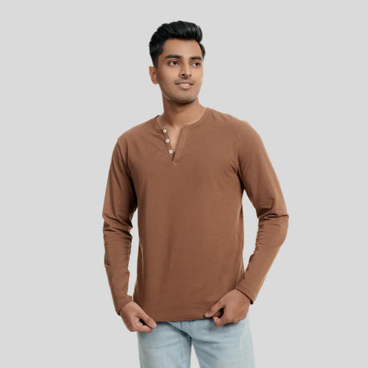 Men's Henley Full Tee 01 (Coffee)