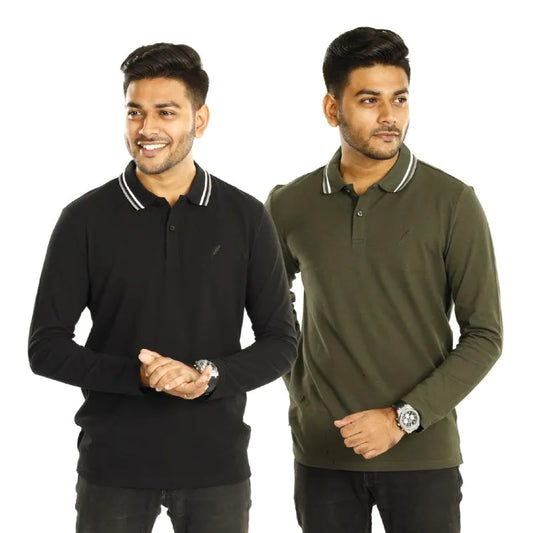 Full Sleeve Polo Combo (Black & Olive)