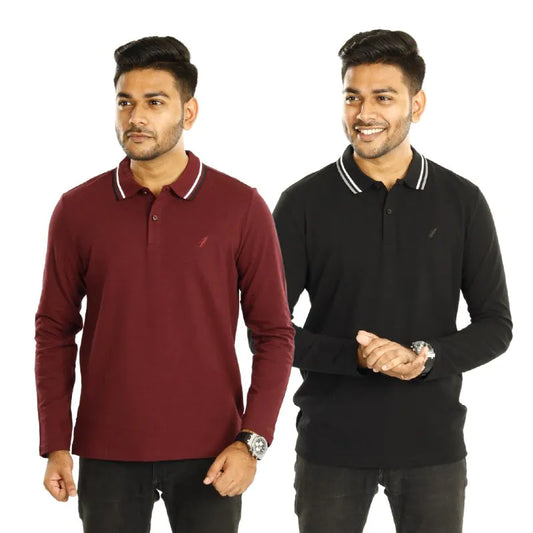 Full Sleeve Polo Combo (Black & Burgundy)