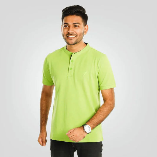 Men's Henley Polo (L.Green)