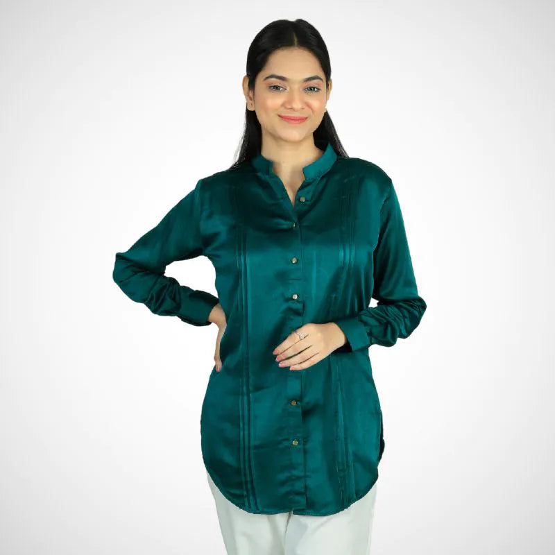 Women's Pleated Kurti Green K-04