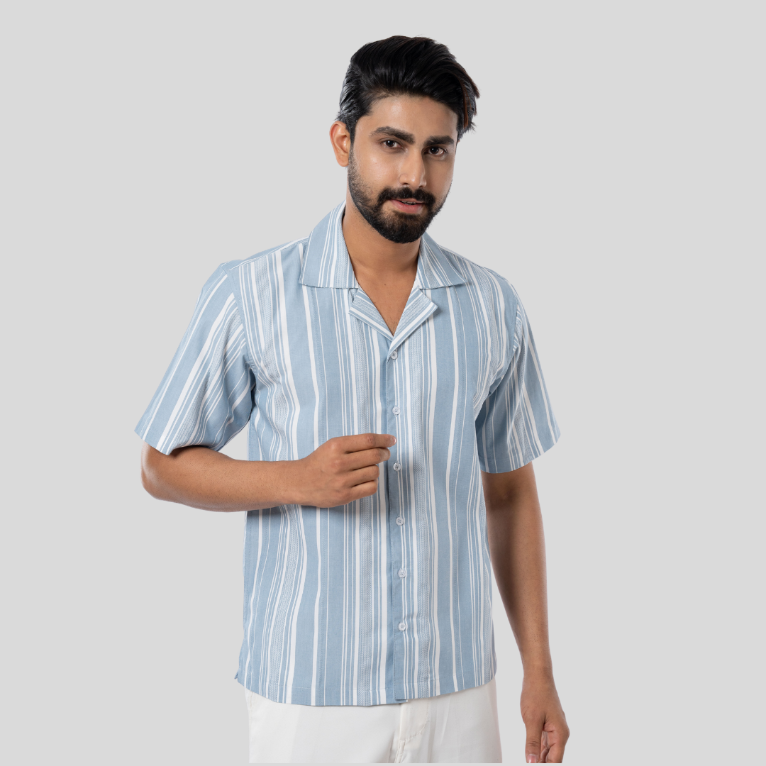St Cuban Shirt Blue & White