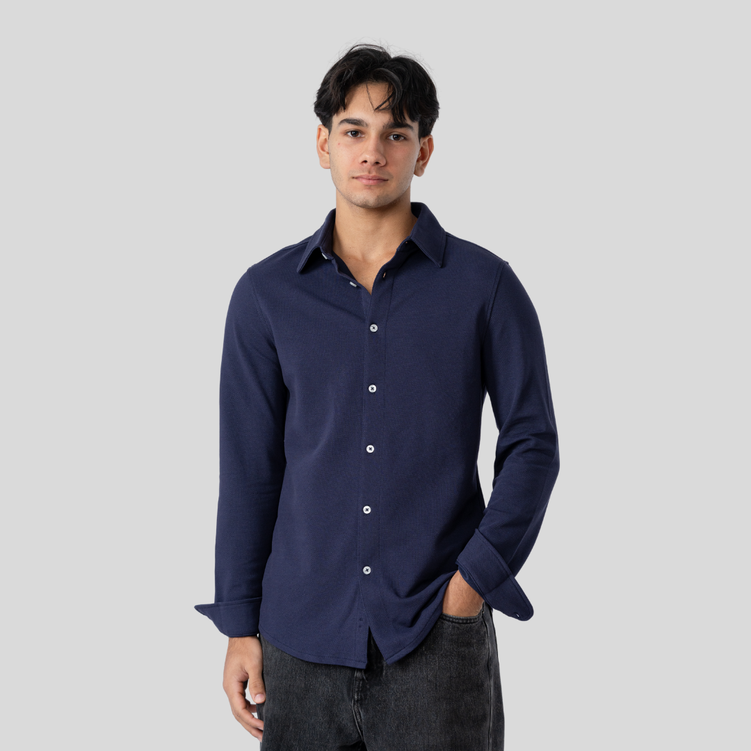 Men's Knit Shirt Evening Blue