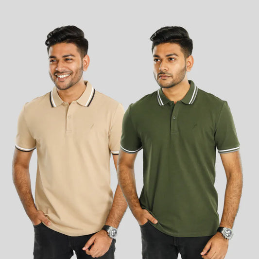 Standard Polo (Beige + Olive)