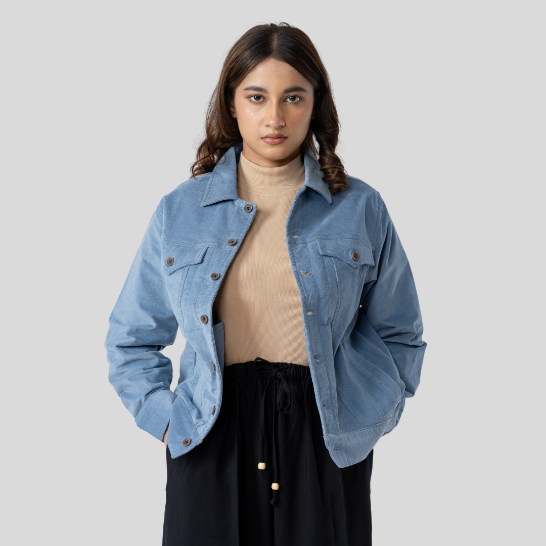 Women's Cord Jacket (Powder Blue)