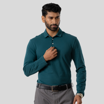 Men's Executive Full Sleeve Polo Teal