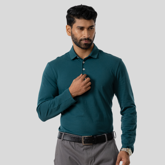 Men's Executive Full Sleeve Polo Teal