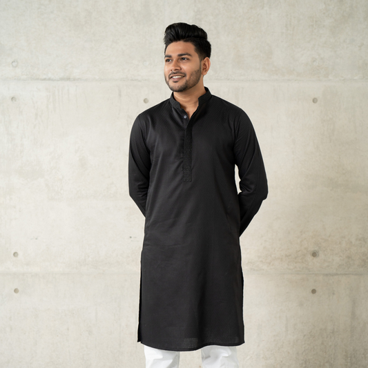 Men's Embroidered Panjabi 03 (Black)