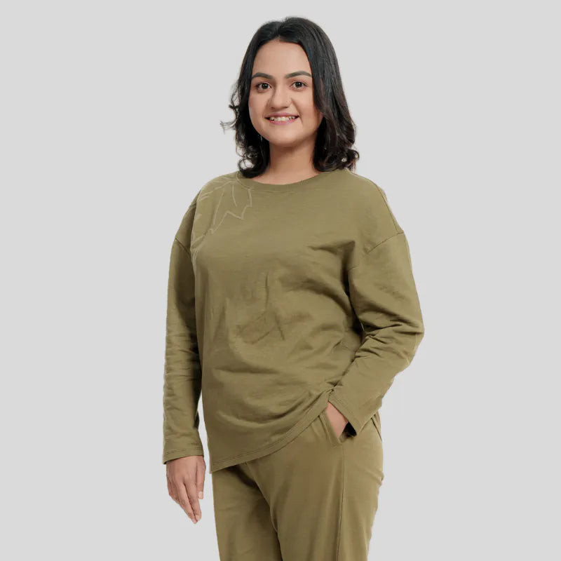 Women's Puff Top + Bottom set (Olive)