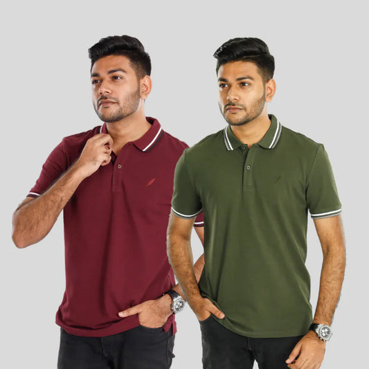 Standard Polo (Burgundy + Olive)