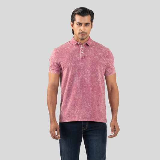 Acid Wash Polo Plum