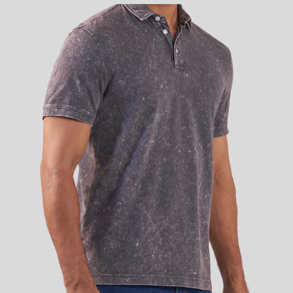 Acid Wash Polo Charcoal Grey