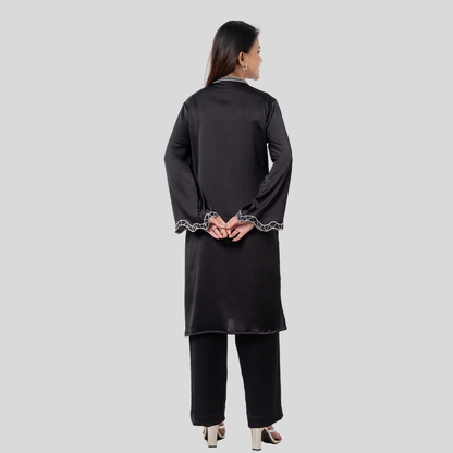 EMB Crepe Co-Ord Black