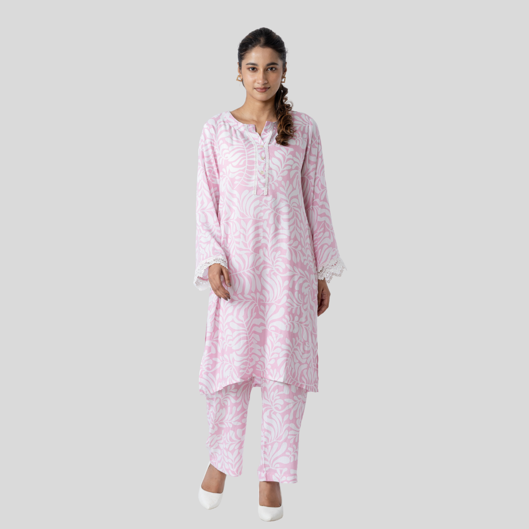 AOP Linen Co-Ord L-2 Pink