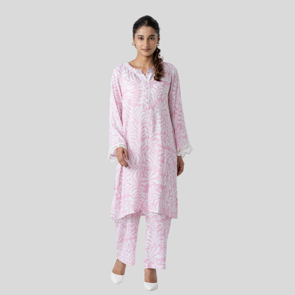 AOP Linen Co-Ord L-2 Pink