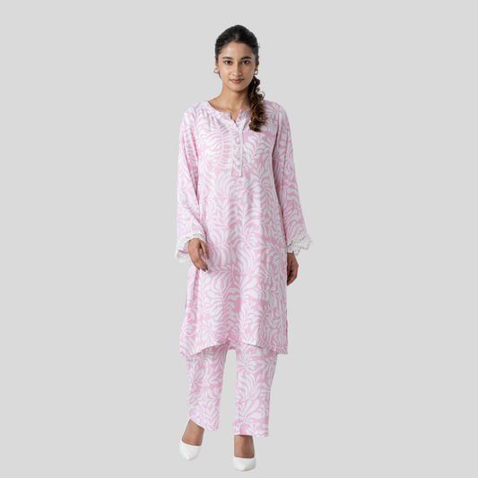 AOP Linen Co-Ord L-2 Pink