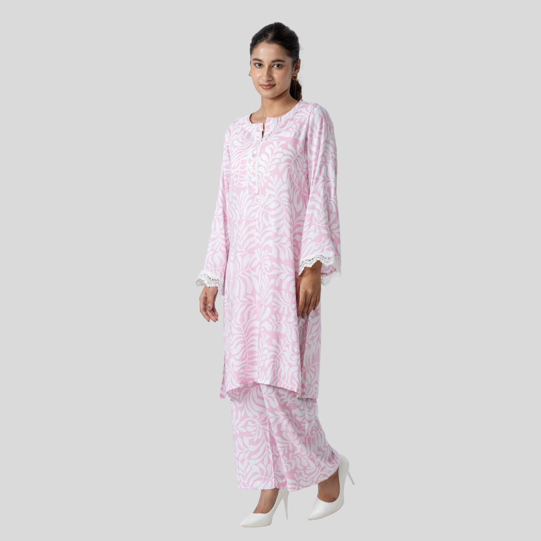 AOP Linen Co-Ord L-2 Pink