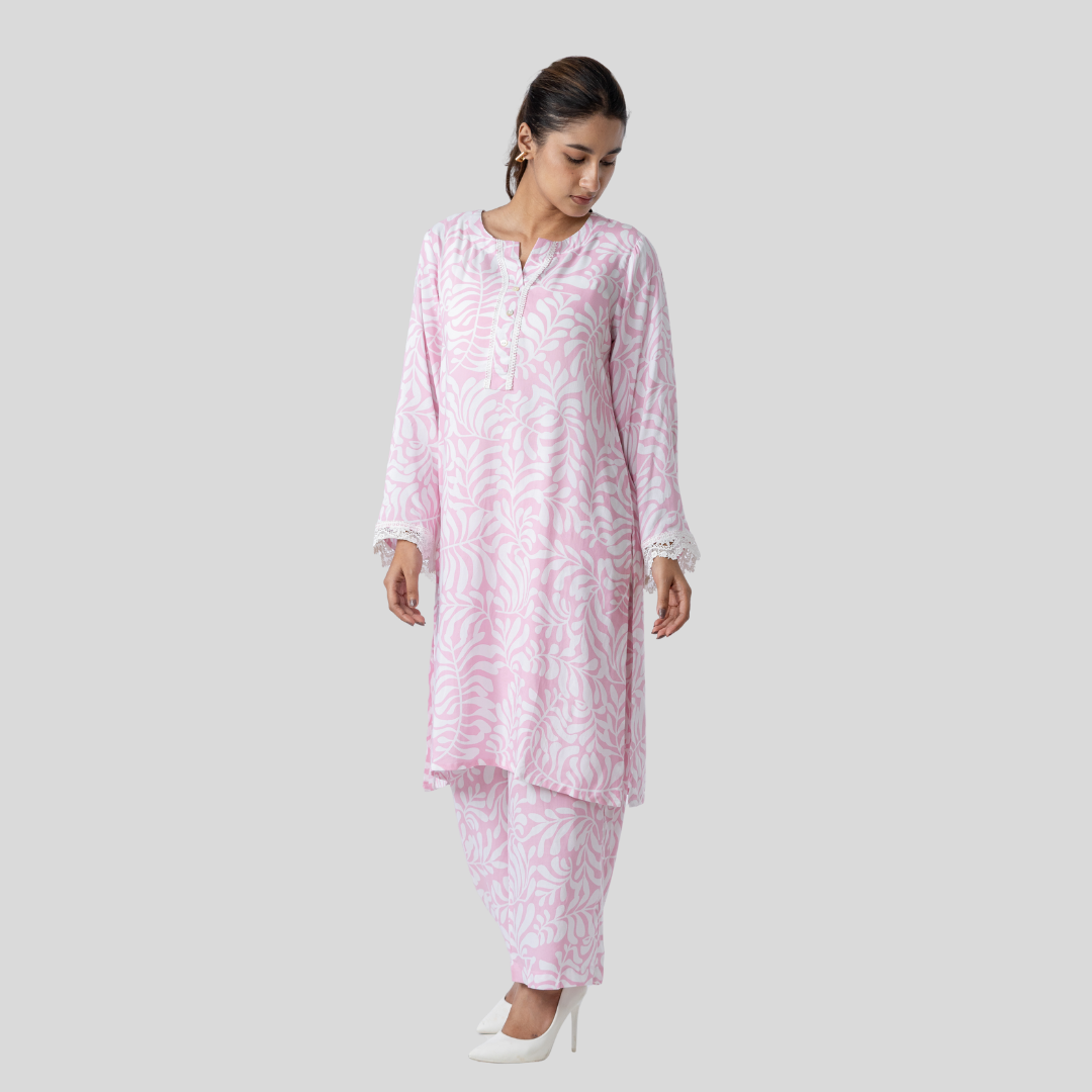 AOP Linen Co-Ord L-2 Pink