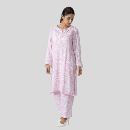 AOP Linen Co-Ord L-2 Pink