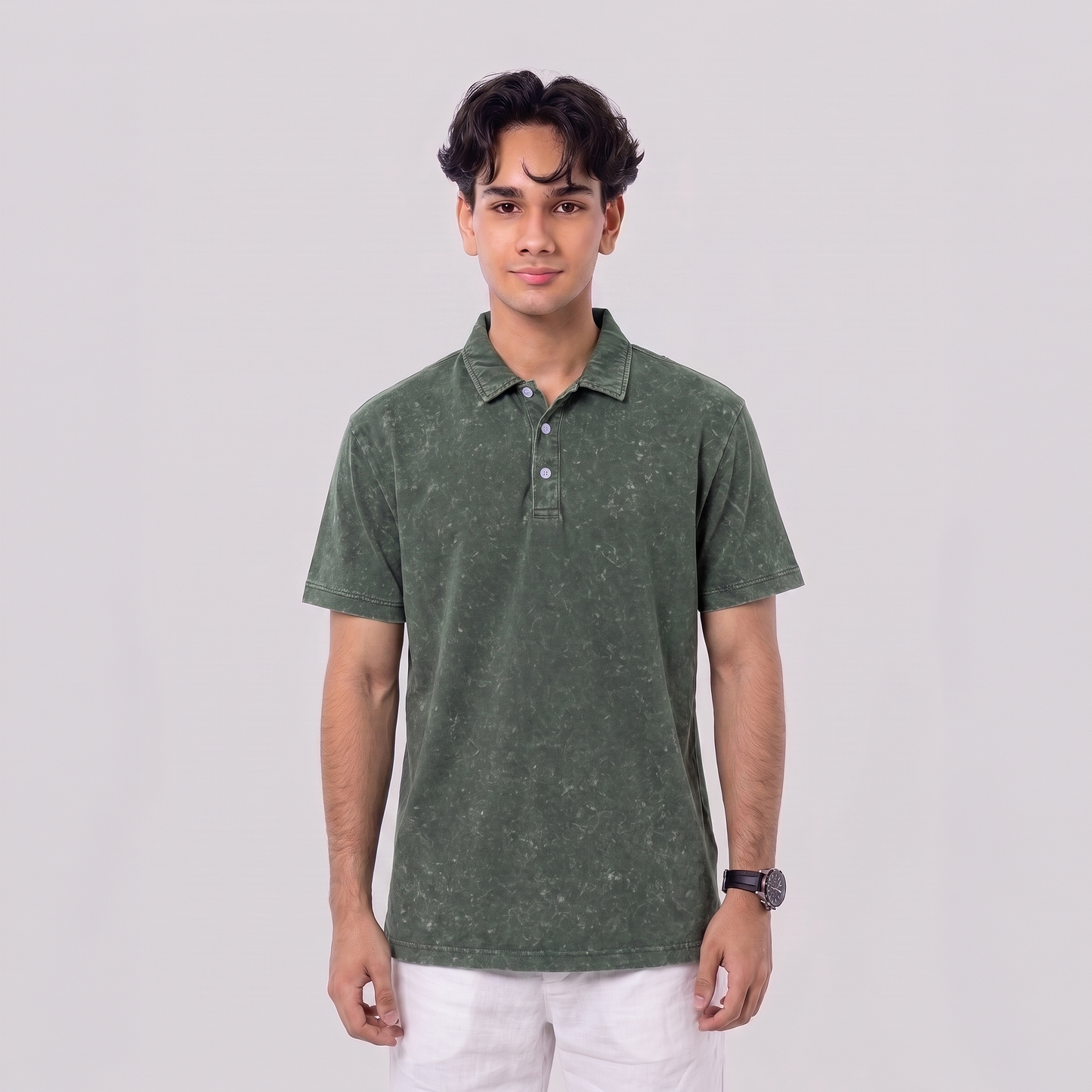 Acid Wash Polo Basil